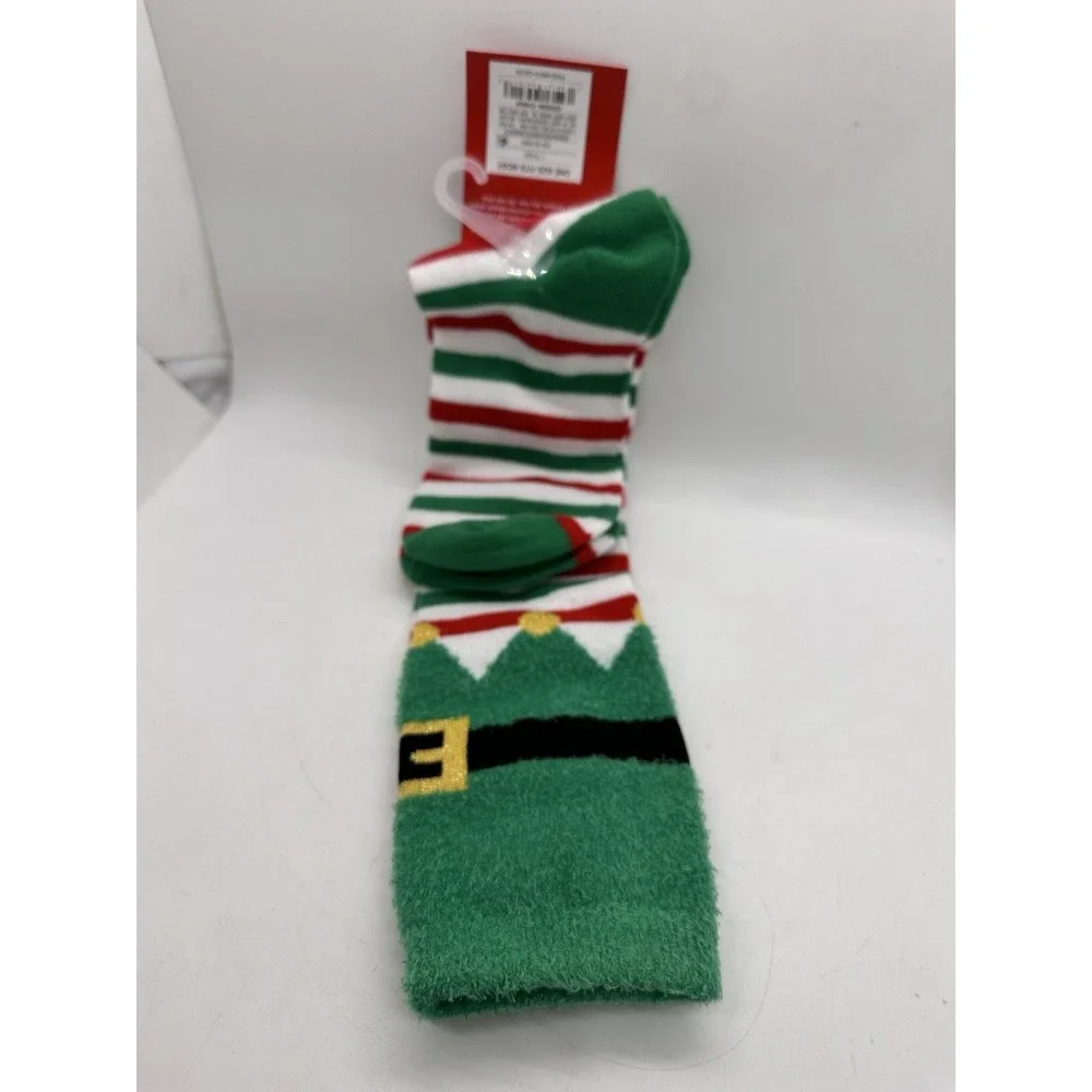 Wondershop Target Christmas Elf Knee High Socks Fuzzy Costume Red Green NWT